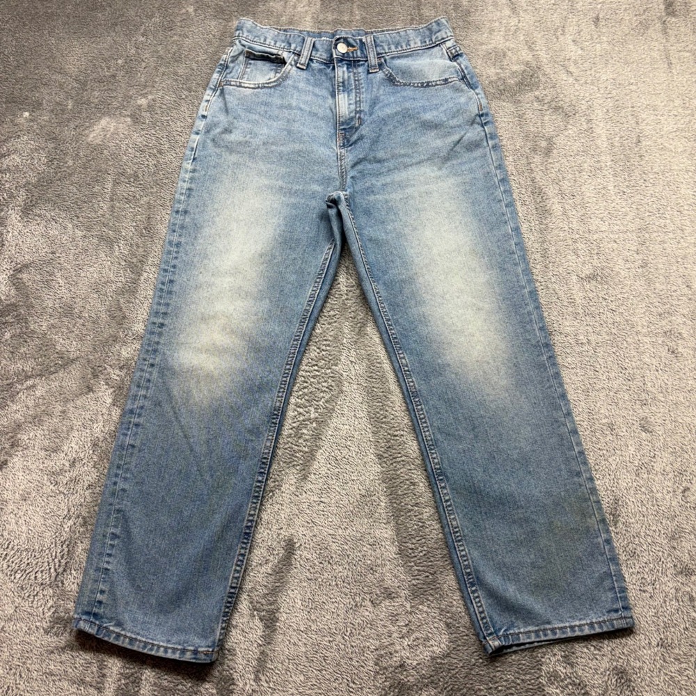 Old Navy Slouchy Straight Jeans Womens 14 Light Blue Good High Rise Zip Fly